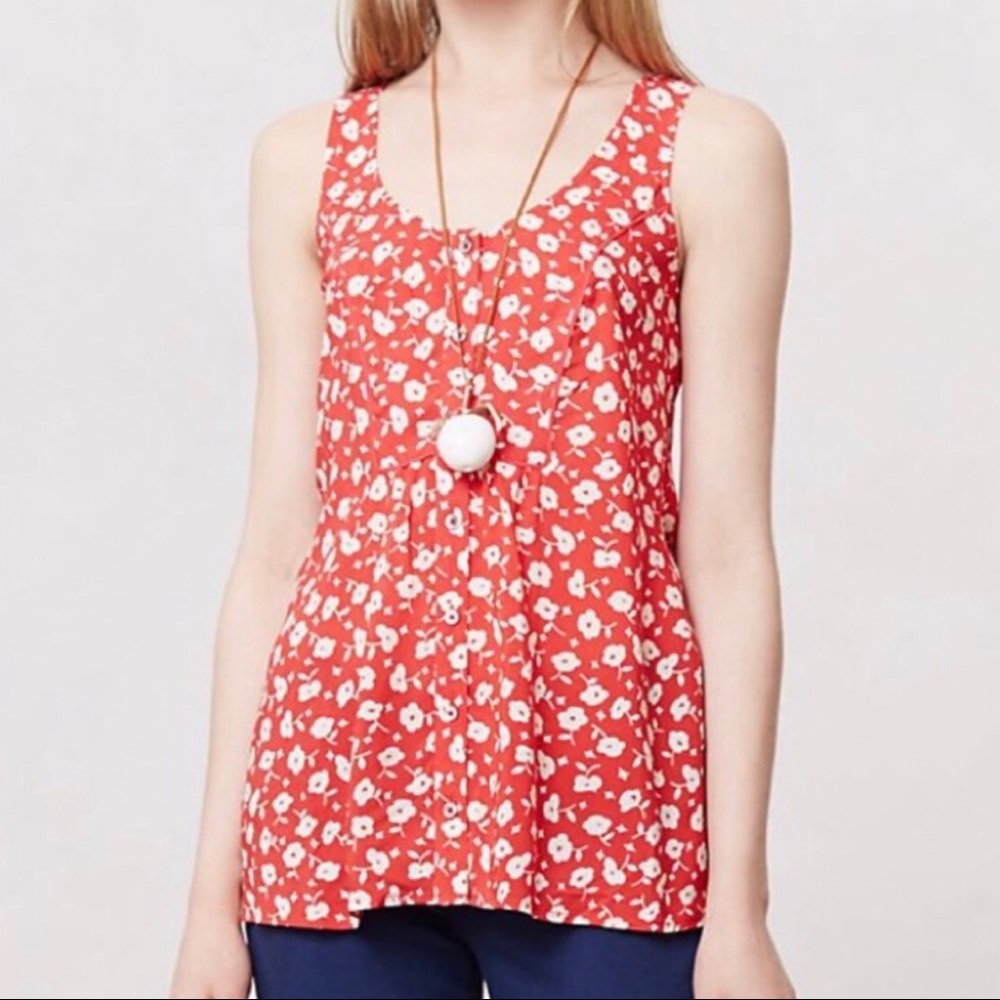 Anthropologie Sleeveless Floral Tank by Maeve